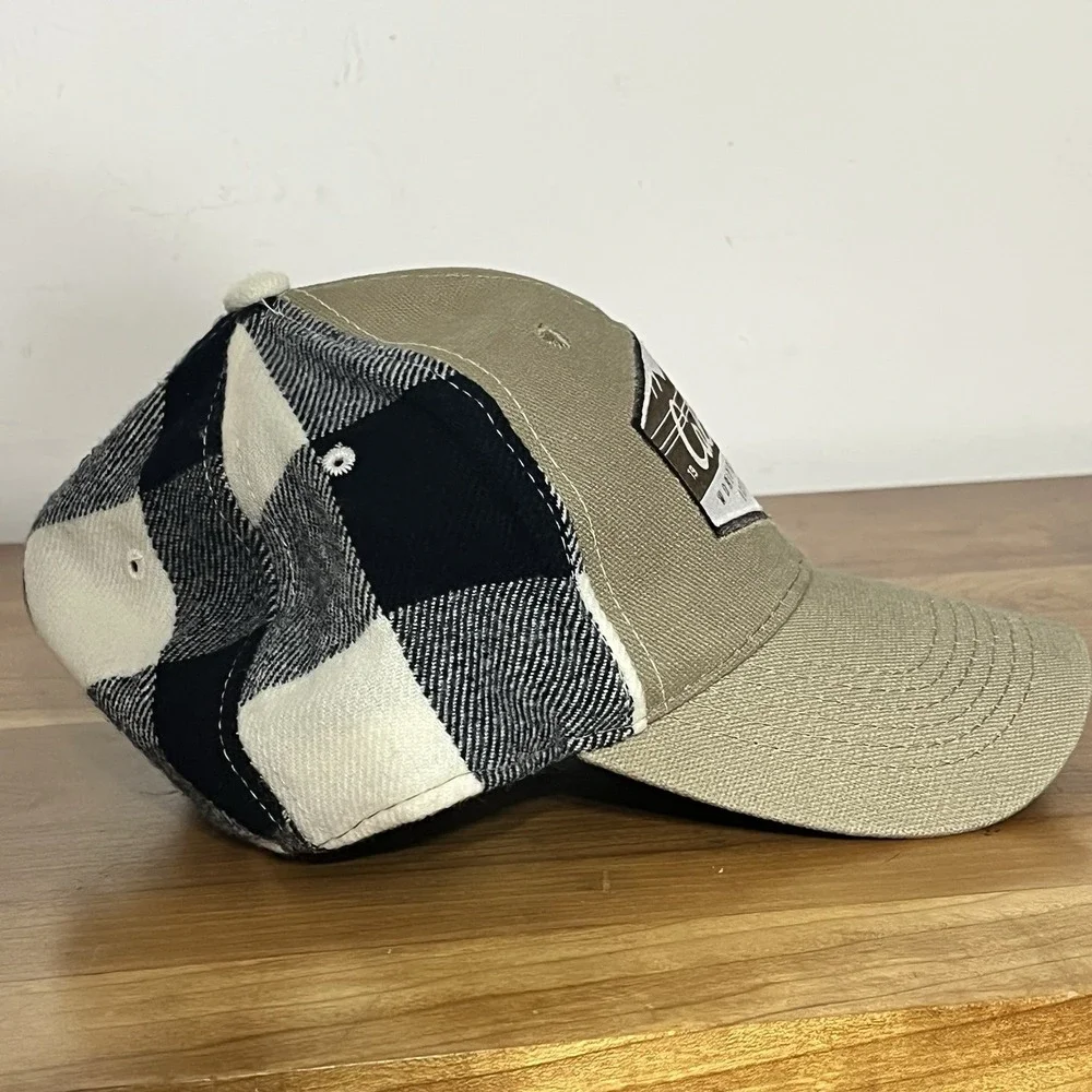 Cabela's Outfitter Tan Black Buffalo Plaid Script SnapBack Cap Baseball‎ Hat